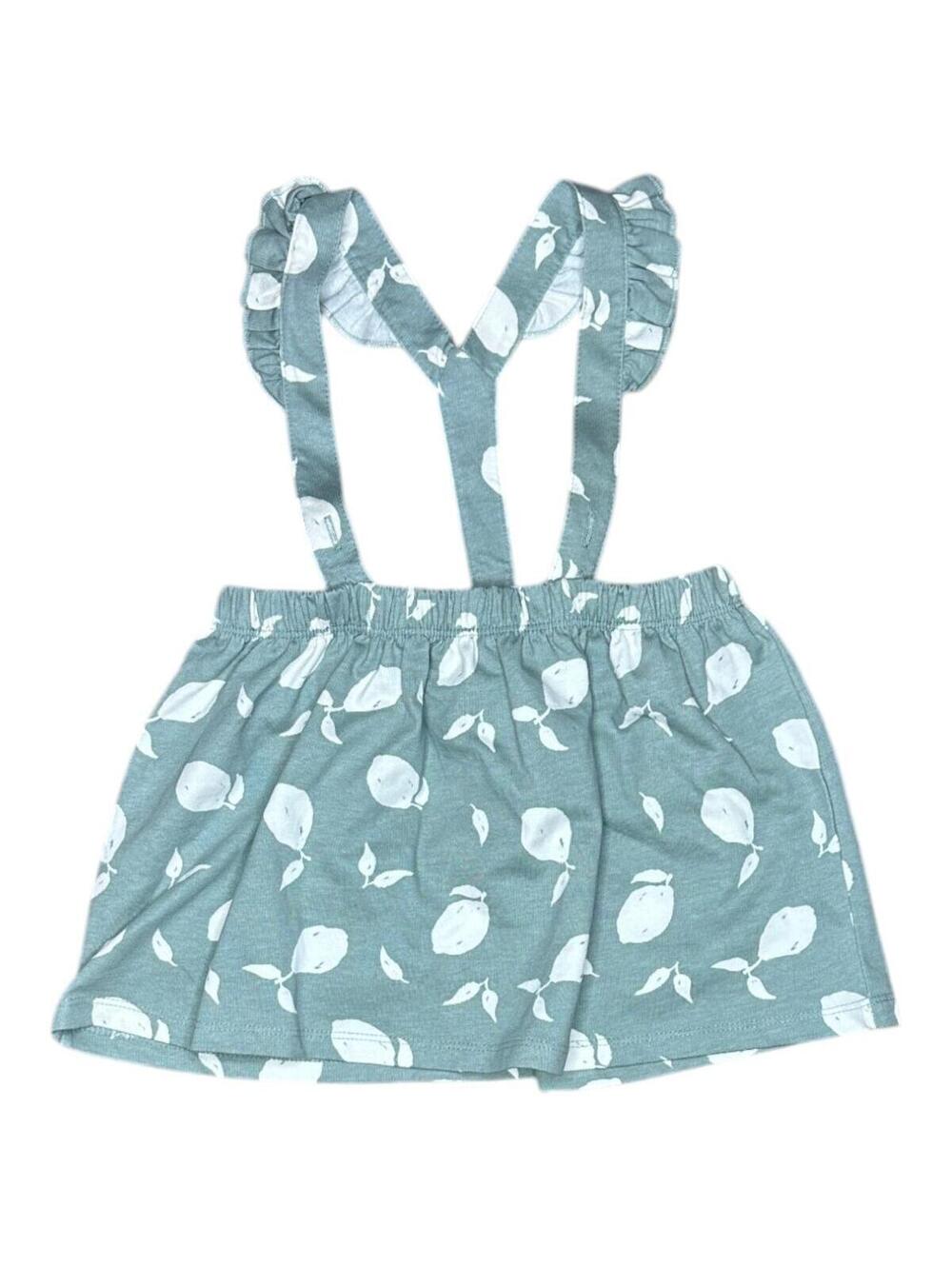 H&M Baby Teal Leaf Print Suspender Skirt Dress Size 6-9 Months